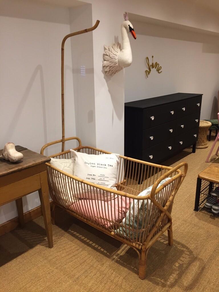 vintage rattan crib
